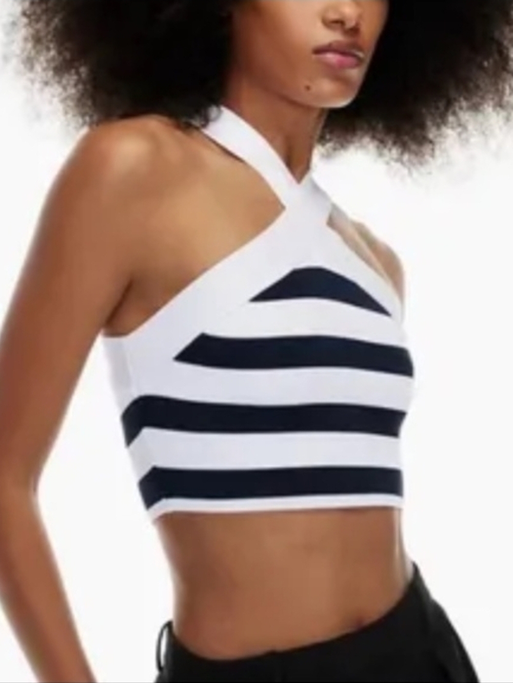 BABATON SCULPT KNIT CROSS CROP RIBBED TANK MEDIUM